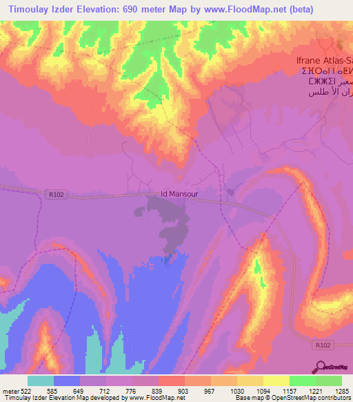 Timoulay Izder,Morocco Elevation Map