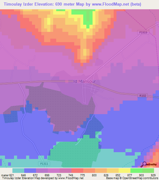 Timoulay Izder,Morocco Elevation Map