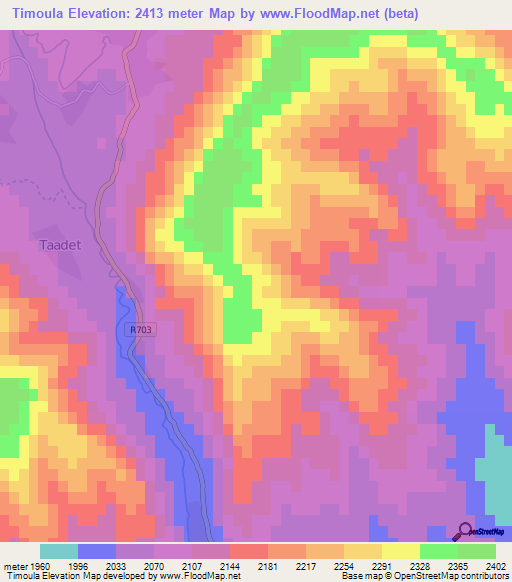 Timoula,Morocco Elevation Map