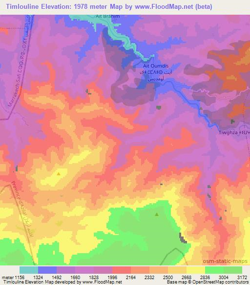 Timlouline,Morocco Elevation Map