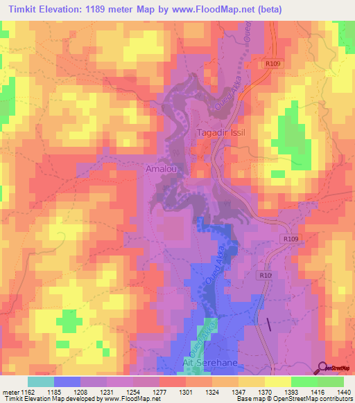 Timkit,Morocco Elevation Map