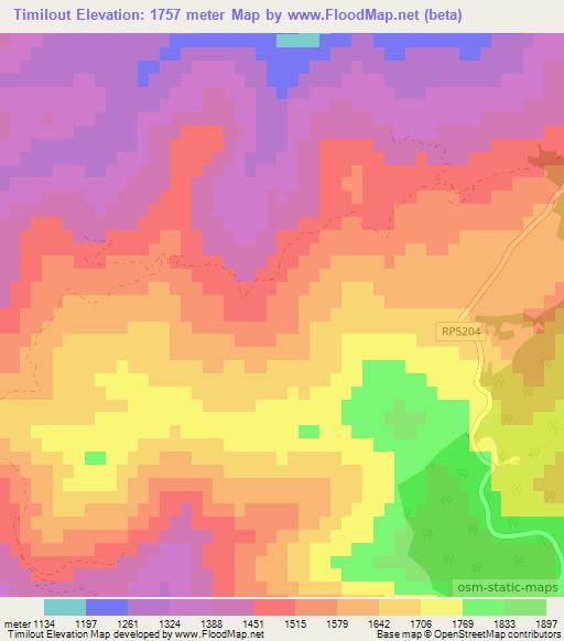 Timilout,Morocco Elevation Map