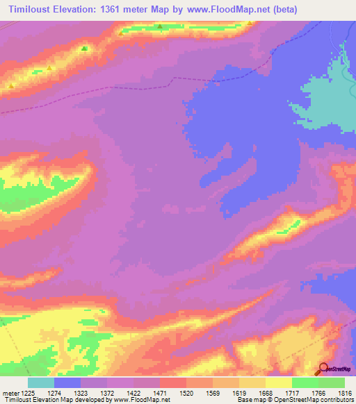 Timiloust,Morocco Elevation Map