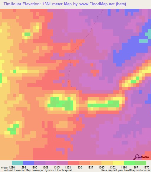 Timiloust,Morocco Elevation Map