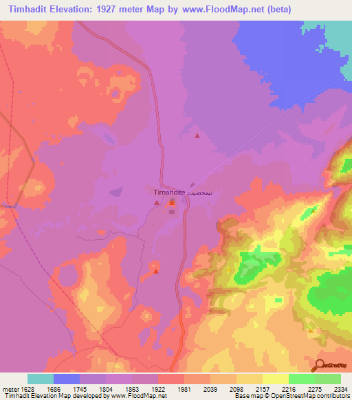 Timhadit,Morocco Elevation Map