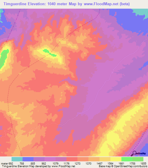 Timguerdine,Morocco Elevation Map