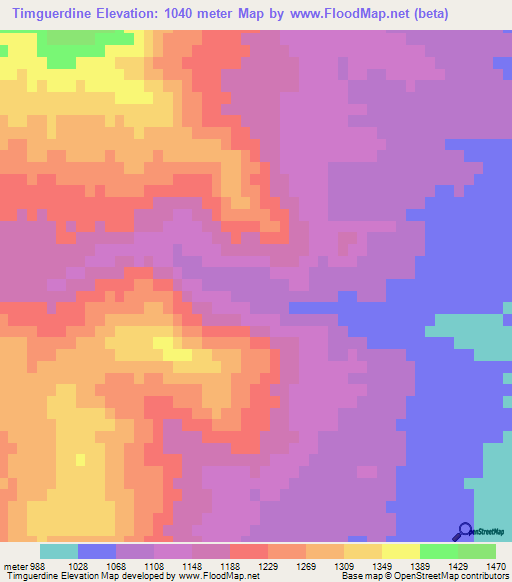 Timguerdine,Morocco Elevation Map