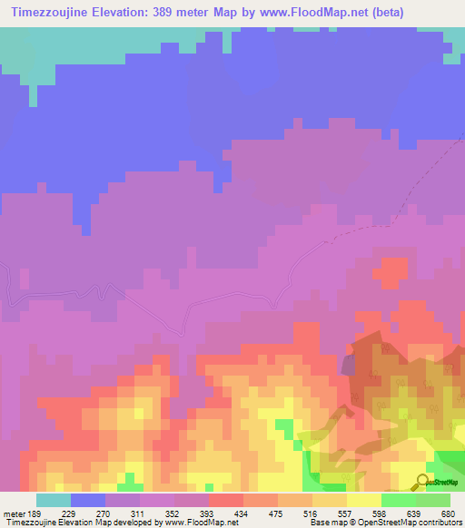 Timezzoujine,Morocco Elevation Map