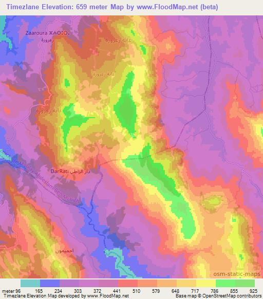 Timezlane,Morocco Elevation Map