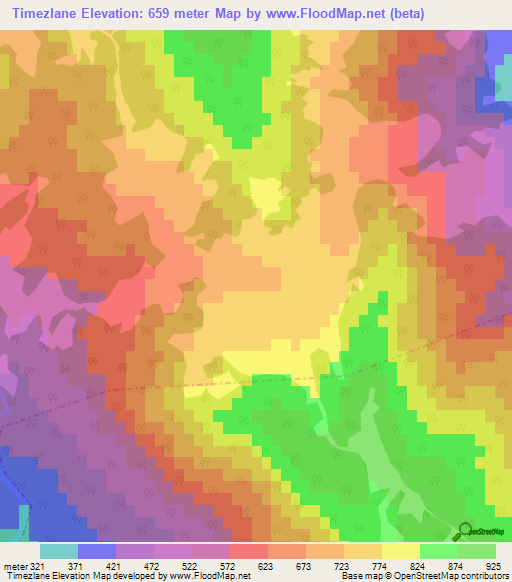 Timezlane,Morocco Elevation Map