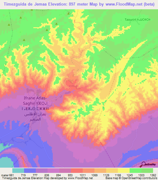 Timezguida de Jemaa,Morocco Elevation Map