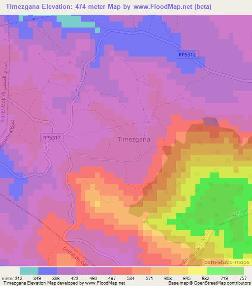 Timezgana,Morocco Elevation Map