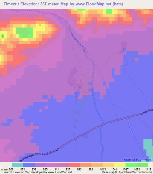 Timezrit,Morocco Elevation Map