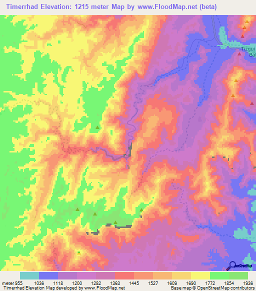 Timerrhad,Morocco Elevation Map