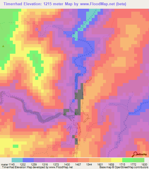 Timerrhad,Morocco Elevation Map