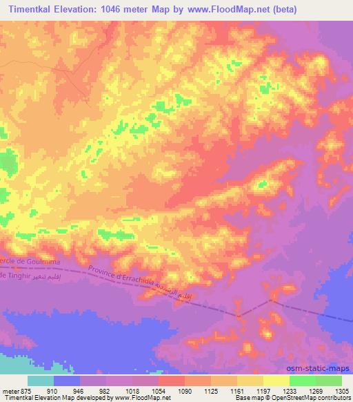 Timentkal,Morocco Elevation Map