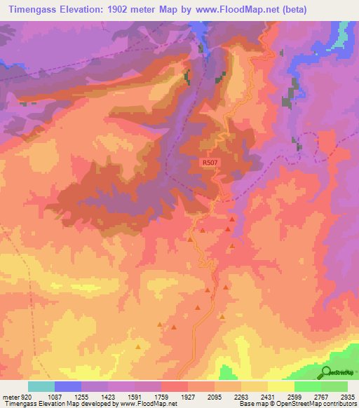 Timengass,Morocco Elevation Map