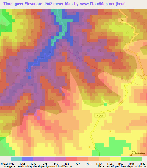 Timengass,Morocco Elevation Map