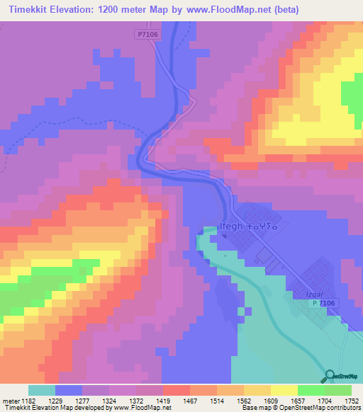 Timekkit,Morocco Elevation Map