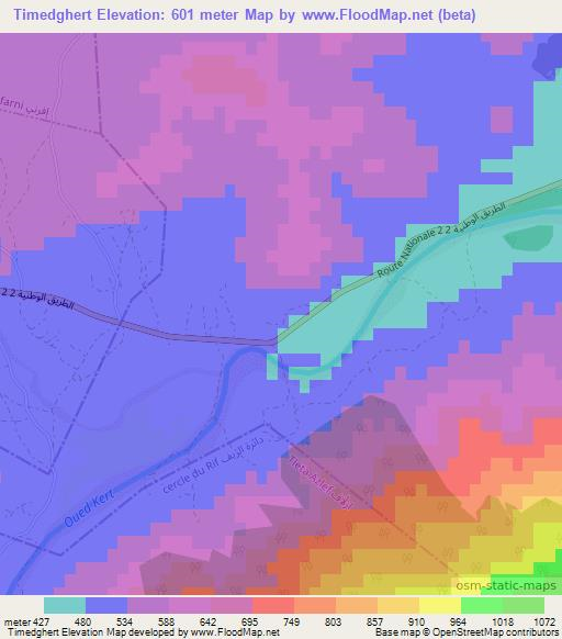 Timedghert,Morocco Elevation Map