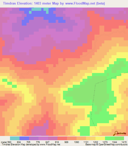 Timdras,Morocco Elevation Map