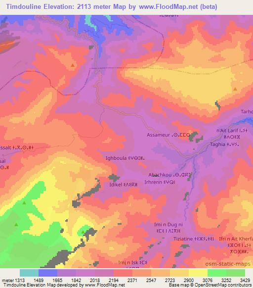 Timdouline,Morocco Elevation Map