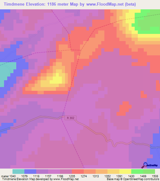 Timdmene,Morocco Elevation Map