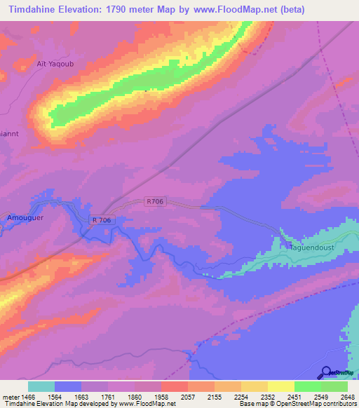 Timdahine,Morocco Elevation Map