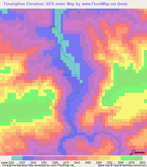 Timarighine,Morocco Elevation Map