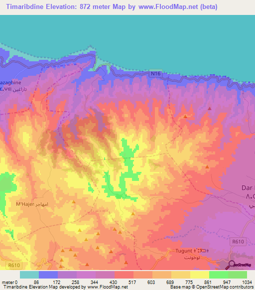 Timaribdine,Morocco Elevation Map