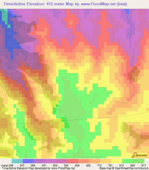 Timaribdine,Morocco Elevation Map