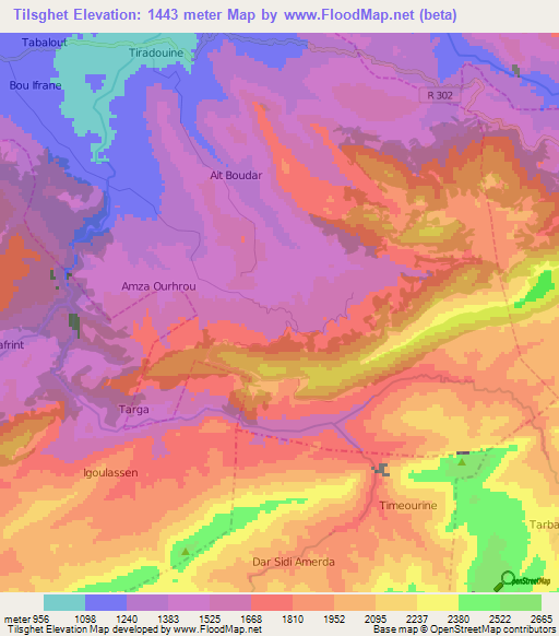 Tilsghet,Morocco Elevation Map