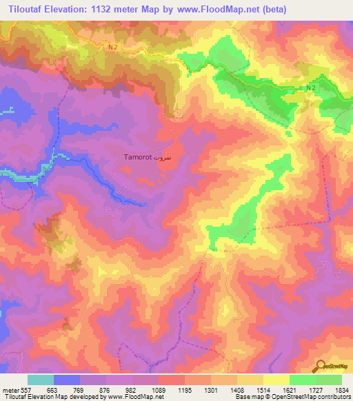 Tiloutaf,Morocco Elevation Map