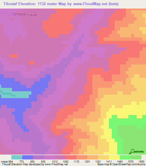 Tiloutaf,Morocco Elevation Map