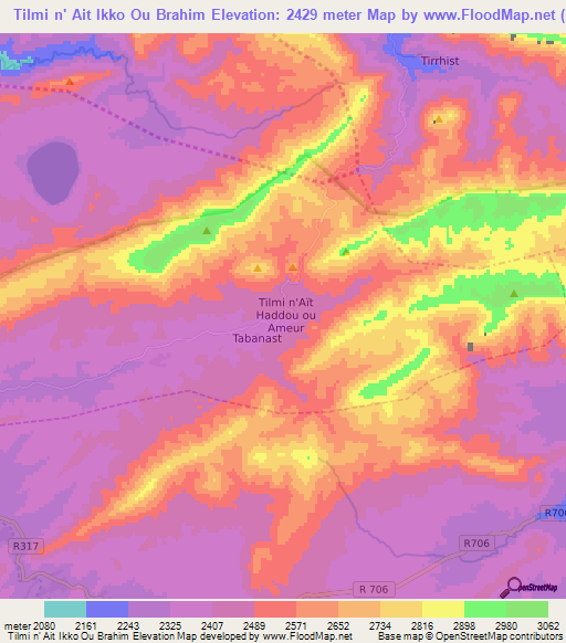 Tilmi n' Ait Ikko Ou Brahim,Morocco Elevation Map