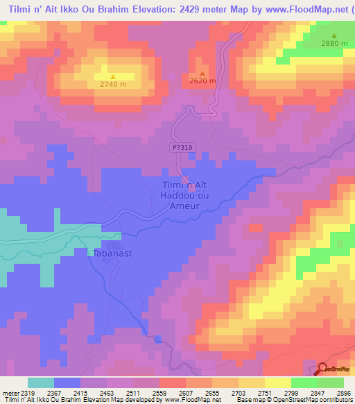 Tilmi n' Ait Ikko Ou Brahim,Morocco Elevation Map