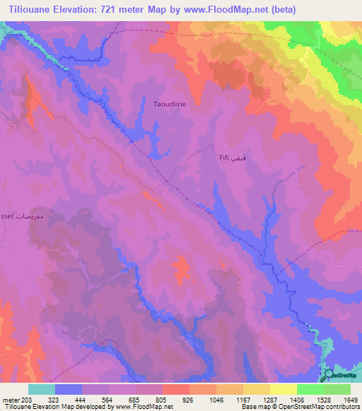 Tiliouane,Morocco Elevation Map