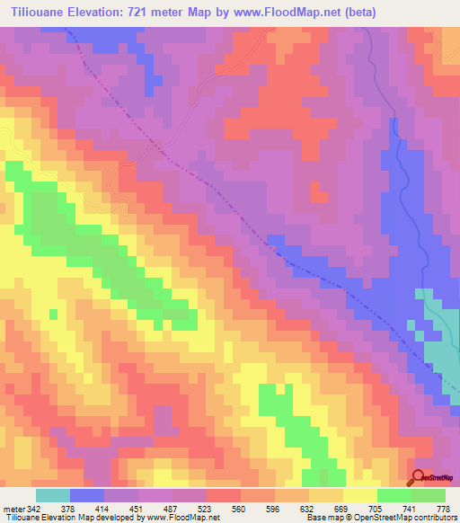 Tiliouane,Morocco Elevation Map