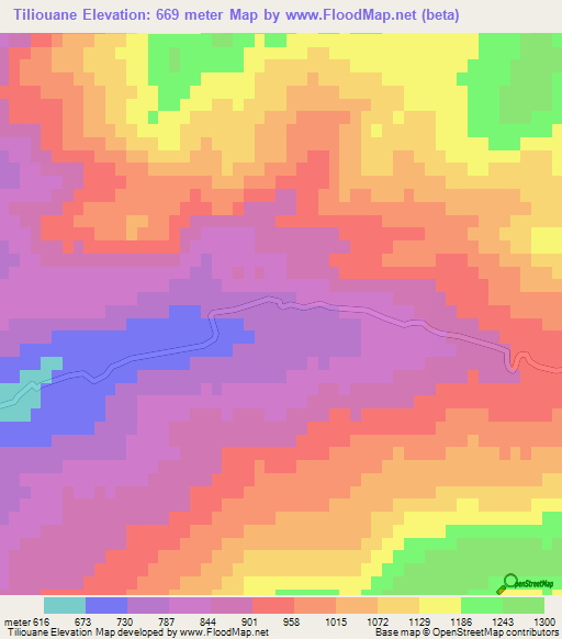 Tiliouane,Morocco Elevation Map