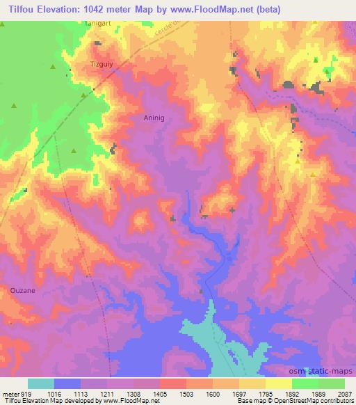 Tilfou,Morocco Elevation Map