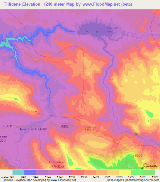 Tilfidene,Morocco Elevation Map