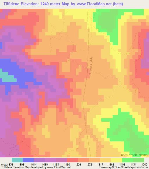 Tilfidene,Morocco Elevation Map