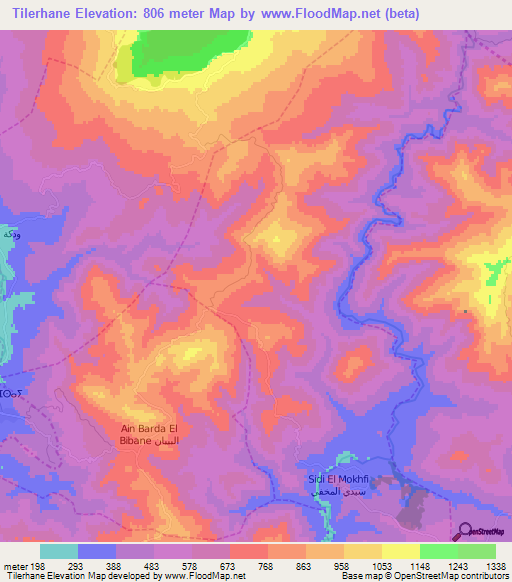 Tilerhane,Morocco Elevation Map