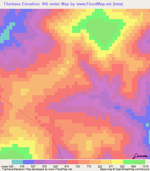 Tilerhane,Morocco Elevation Map