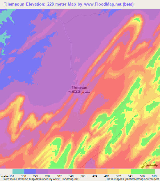 Tilemsoun,Morocco Elevation Map