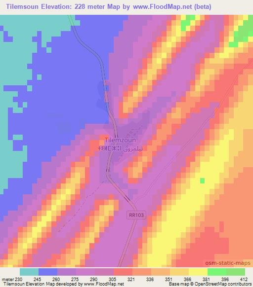 Tilemsoun,Morocco Elevation Map