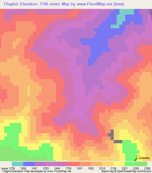 Tilaghzi,Morocco Elevation Map