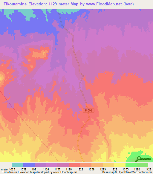 Tikoutamine,Morocco Elevation Map