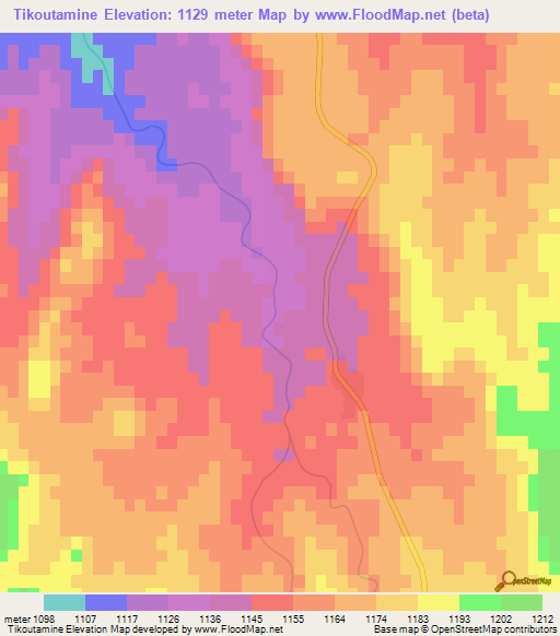 Tikoutamine,Morocco Elevation Map