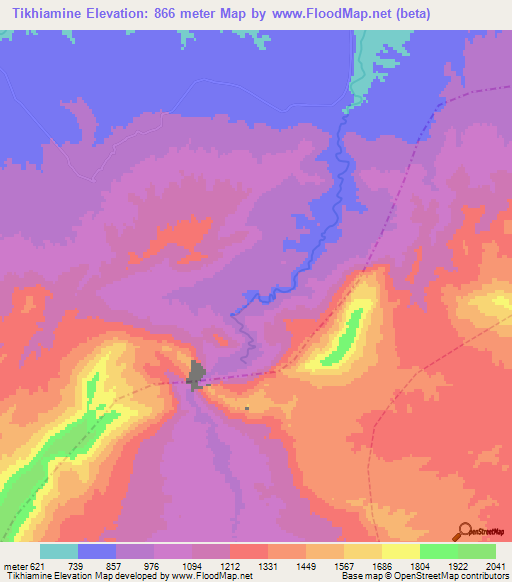 Tikhiamine,Morocco Elevation Map